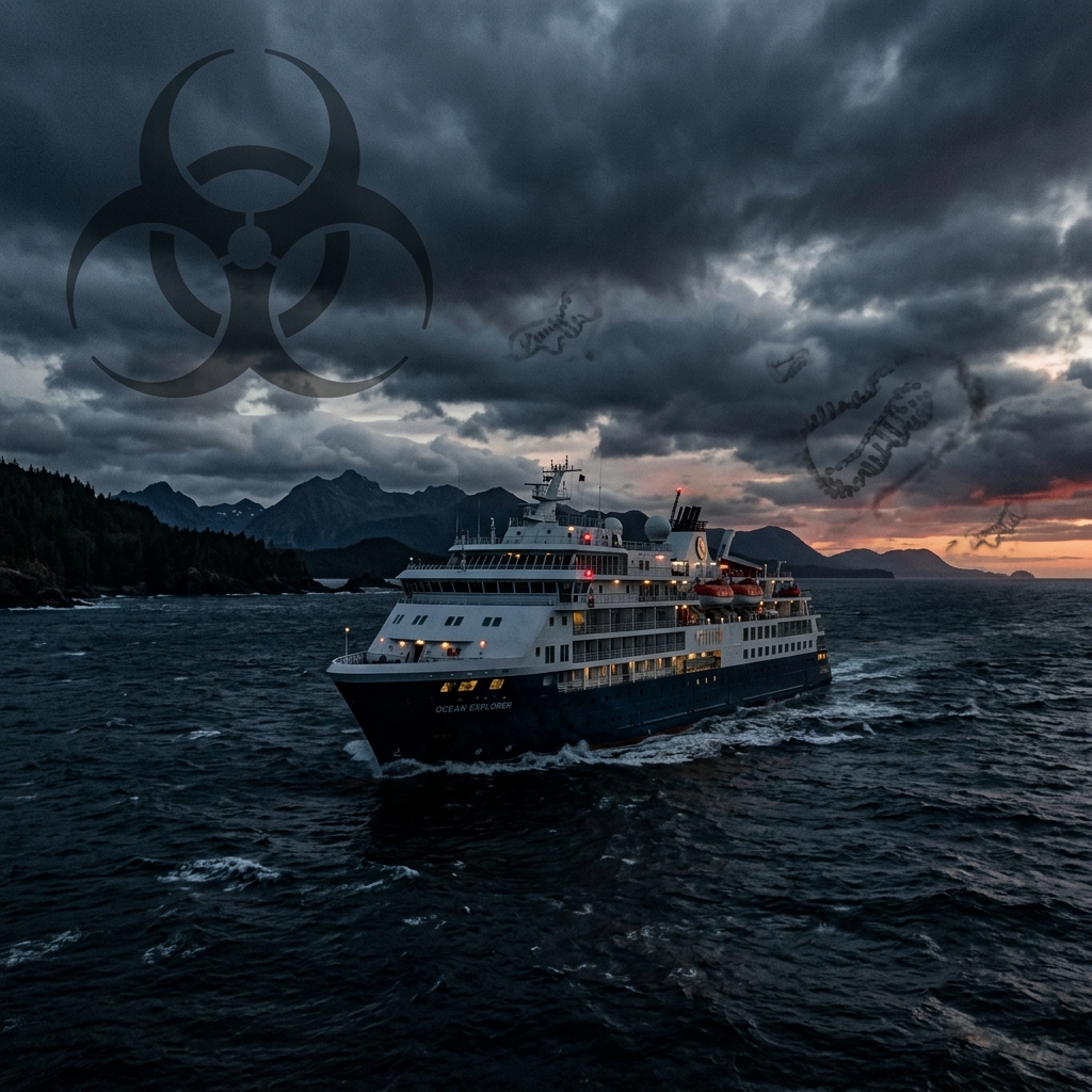 Cruise ship MV Hondius at port with health response teams nearby