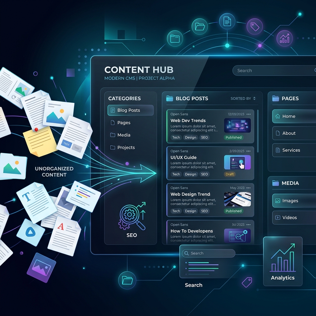 Dashboard showing uncategorized content being organized into proper categories for better SEO